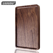 LIUIUSU北美黑胡桃木方形托盤(pán) 日式整木茶盤(pán)實(shí)木果盤(pán)高檔咖啡盤(pán)環(huán)保餐盤(pán) 長(cháng)方形大號-整木（30*20*2cm）