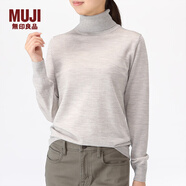 無印良品 MUJI 女式 天竺 高領(lǐng)毛衣 W8AA871 秋冬長袖針織衫 燕麥色 L