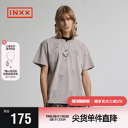 英克斯（inxx）【INXX】ALLPICK國潮復古甲骨文刺繡街頭男女同款做舊短袖T恤 淺卡其色 S