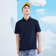 拓路者翻領(lǐng)t恤Polo衫短袖男裝百搭休閑珠地棉上衣純色透氣保羅衫 深藍色 L (175/96A)