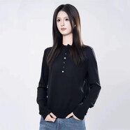 AMASS阿瑪施商場同款2025秋新款百搭羊毛衣針織長袖T恤女打底衫538102 黑色 S 阿瑪施
