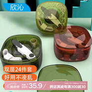 欣沁針線盒家用針線包縫紉收納工具盒手縫針線全套裝輕奢綠24件套