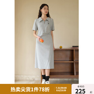獨(dú)束大碼女裝【雙色雙版】氣質(zhì)休閑Polo領(lǐng)連衣裙女夏裝新款簡約裙子 花灰色-長款 XL (尺碼：3)