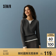 森馬（Semir）森馬毛衣女短款假兩件含羊毛針織衫24冬新款保暖內(nèi)搭109724107015