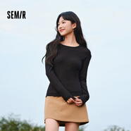 森馬（Semir）長袖T恤女吸濕發(fā)熱抗菌緊身內(nèi)搭2024圓領(lǐng)抓絨套頭衫109724101007