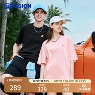 FILA FUSION斐樂潮牌多彩休閑短袖T恤夏季寬松純棉防曬涼感情侶上衣 深黑-BK（25年升級版） 2XL /185/104A