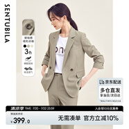 尚都比拉職業(yè)通勤西裝套裝女春秋正裝西服外套褲子面試兩件套 淺咖色 L