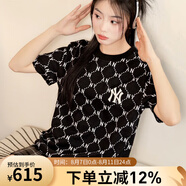 美職棒（MLB）官方短袖女新款2025年張凌赫同款老花上衣半袖男運(yùn)動(dòng)夏裝寬松T恤 紐約洋基隊(duì)/黑色 M 170/92A