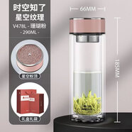 萬(wàn)象（WANXIANG）時(shí)空知了雙層玻璃杯泡茶杯大容量水杯 珊瑚粉-290ML 301-400ml