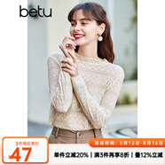 百圖（betu）betu百圖女裝長袖雪紡衫春秋上衣小心機優(yōu)雅名媛風(fēng)蕾絲衫2101T20 杏色 M