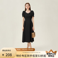范思藍恩天鵝裙 法式浪漫連衣裙女2024夏新款網(wǎng)紗收腰顯瘦A字裙子 黑色 XS