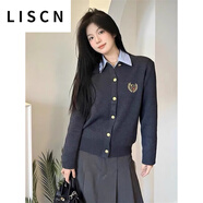 LISCN英倫學(xué)院風(fēng)秋裝上衣2025新款針織衫外套女裝韓系穿搭開衫外搭毛衣 灰色 S