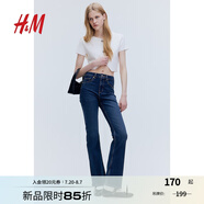 H&M女裝牛仔褲2025夏季新款休閑高腰顯瘦喇叭長(zhǎng)褲直筒褲1260366 深牛仔藍(lán) 36 160/68