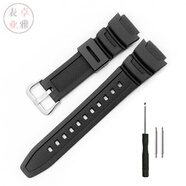 18mm代用樹(shù)脂CASIOCASIO表帶AE-1000W AE-1100W AE1200 AE1300 黑色表帶銀扣 18mm