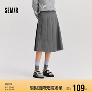 森馬（Semir）森馬半身裙女仿毛呢裙子24冬新款A(yù)字百褶裙遮胯顯瘦109724120001