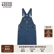 Teenie Weenie小熊女裝簡(jiǎn)約春裝休閑青秋牛仔背帶裙寬松直筒短裙女 中藍(lán)色 M (165)