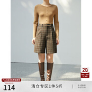 自巧小個(gè)子英倫學(xué)院風(fēng)百慕大短褲女秋冬新款高腰休閑直筒褲子 英倫格 S (153-155cm左右參考)