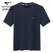 七匹狼【狼族生活】短袖t恤男士夏季時(shí)尚圓領(lǐng)套頭衫男裝休閑運(yùn)動(dòng)上衣服 101(藏青) XL （175/92A）