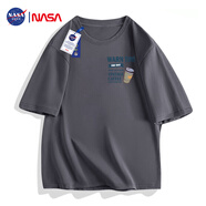 NASA GISS官方潮牌聯(lián)名T恤男潮流簡(jiǎn)約青少年純棉休閑風(fēng)短袖上衣 鐵灰 2XL 