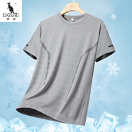 袋鼠夏季新款男士冰絲網(wǎng)眼短袖T恤圓領(lǐng)薄款寬松運動(dòng)透氣半袖體恤大碼 6806淺灰色 M 【80-105斤】