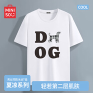 名創(chuàng)優(yōu)品（MINISO）冰絲短袖t恤男士夏季涼感透氣半袖學(xué)生休閑百搭男裝運(yùn)動速干衣服 白色(m黑白格調(diào)) L 175(體重120-140斤左右)