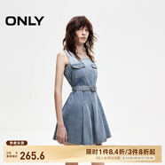 ONLY2025春季新款無袖U領(lǐng)漸變百褶短裙牛仔裙連衣裙女|125142033 J33復(fù)古350牛仔洗水 XL