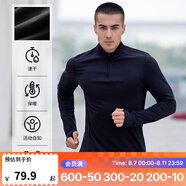 迪卡儂（DECATHLON）冬季內(nèi)搭速干長袖t恤男訓(xùn)練服運動速干衣健身跑步上衣RUNM 黑-新老款隨機（速干+薄絨款） L