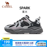 駱駝（CAMEL）星火男鞋女鞋厚底增高緩震老爹休閑運(yùn)動(dòng)鞋子 4013，黑/云灰紫，女 37