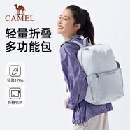 駱駝（CAMEL）可折疊旅行包大容量背包出差行李袋手提短途旅游健身收納袋  淺灰