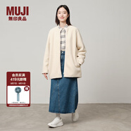 無(wú)印良品（MUJI）女式 長(cháng)毛抓絨 大衣 長(cháng)袖秋冬款 羊羔絨外套外衣 女裝 BB2QPA4A 象牙色 XL (165/92A)