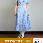 獨(dú)束大碼女裝夏少女感時(shí)尚套裝微胖mm清爽減齡襯衫+半裙兩件套 晴空藍(lán)-半身裙 2XL (尺碼：4) (尺碼：4)