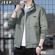 JEEP SPIRIT吉普夾克男春秋季外套男士立領(lǐng)上衣棒球服工裝潮流成熟商務(wù)青年郵 2207豆綠色 XL （135-145斤）