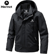 土撥鼠土撥鼠夾克男士沖鋒衣春秋季薄款防風(fēng)戶(hù)外登山休閑可拆卸連帽外套 黑色 M