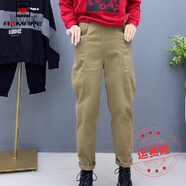 AEMAPE哈倫褲女2025春秋新款褲子寬松韓版休閑褲女松緊腰顯瘦長(cháng)褲 卡其色 L