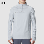 安德瑪（Under Armour）長袖T恤男士彈力打底衫半拉鏈立領(lǐng)速干健身服跑步運(yùn)動(dòng)上衣 灰色/指洞款/24600603-009 S (建議160-165cm/100-120斤)