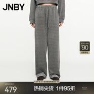 JNBY/江南布衣春秋休閑直筒褲彈力絨棉混紡華夫格長褲5O8E10420 072/中雜灰 XS