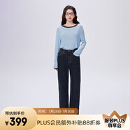 艾萊依（ERAL）直筒牛仔褲女新款羽絨褲深牛仔藍高腰休閑百搭秋冬長褲褲子 深牛仔藍 S 155【建議80-110斤】