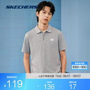 斯凱奇（Skechers）POLO衫男士夏季休閑透氣落肩涼感速干T恤時(shí)尚經(jīng)典短袖 中花灰/004F M