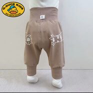 G.DUCKKIDS嬰兒褲子春秋外穿高腰護肚嬰兒大PP褲6到12個月小童哈倫褲春秋款 卡其色 110cm