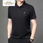 老爺車(chē)冰絲短袖T恤男純色翻領(lǐng)Polo夏季新品中青年衫寬松薄款男裝 1031黑色 XL 175