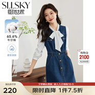 熙世界港風(fēng)復(fù)古牛仔背心裙連衣裙女設(shè)計感收腰無袖裙子2025春季新款 原色牛仔藍 M