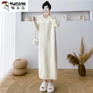 啄木鳥(niǎo)（TUCANO）長(cháng)款糯嘰嘰連帽衛衣毛衣裙女春秋韓版寬松內搭打底加厚保暖連衣裙 糯嘰嘰白 S 建議80-95體重