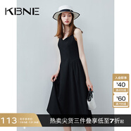 KBNE連衣裙女吊帶裙黑色連身裙夏季茶歇法式小個(gè)子小黑裙 黑色 M