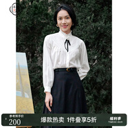固執(zhí)（OBSTINATE）春季新款長(zhǎng)袖蝴蝶結(jié)襯衫女10831CS07790 米白色 XL 175/92A