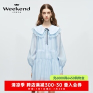 卓雅周末（JORYA weekend）海鹽茉莉|24春季新款蕾絲拼接娃娃領(lǐng)蝴蝶結(jié)燈籠袖連衣裙EJWEAN39 藍(lán)色 M