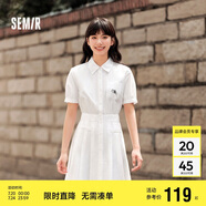 森馬（Semir）連衣裙女翻領(lǐng)長(zhǎng)裙文藝溫柔系夏季收腰百褶襯衫裙109324114009