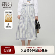 Teenie Weenie小熊女裝半身裙2025夏季新款清新活力時(shí)尚豎條紋裙子