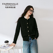 馬克華菲麻花羊毛針織衫女2025新款寬松顯瘦毛衣圓領(lǐng)開(kāi)衫休閑外套