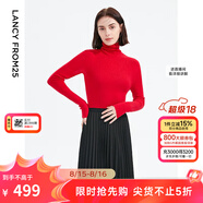 朗姿【王楚然同款】純羊毛高領(lǐng)針織衫春冬內(nèi)搭打底上衣曠野美拉德 中國紅 M