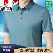 皮爾卡丹高檔正宗桑蠶絲短袖T恤男2025夏季新款中年商務(wù)寬松真絲無痕體恤 綠色【無痕短衣袖】 L 175/92A 建議140-155斤